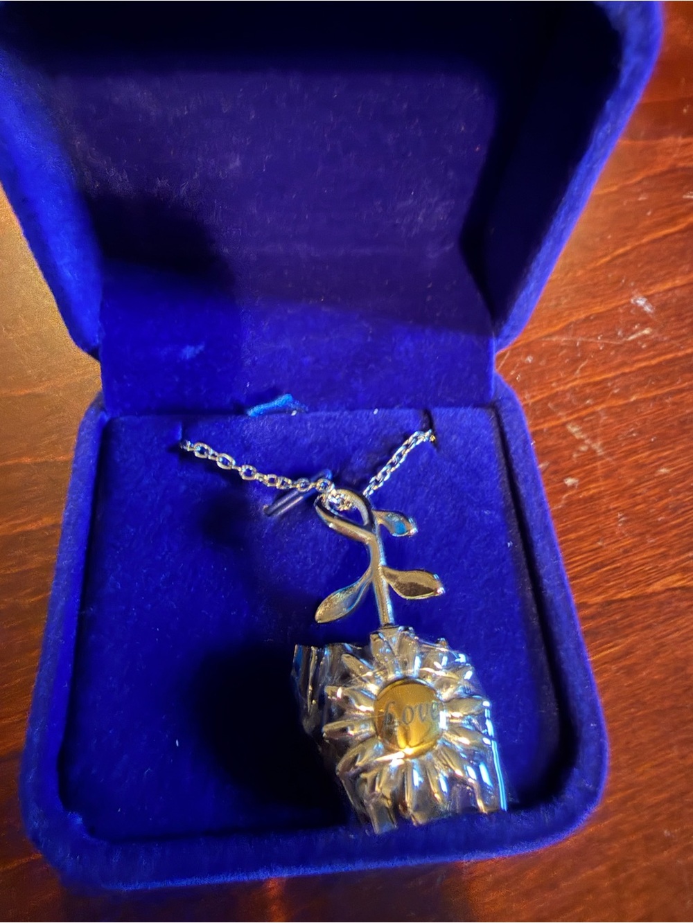 Silver Sunflower URN Necklace - Silver Floral Jewelry